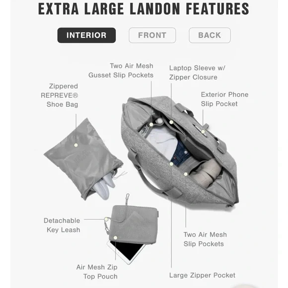 Dagne Dover Landon Carryall Extra Large Duffel Bag in Onyx Air Mesh - Picture 11 of 16